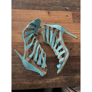 Penny Loves Kenny Doremi Turquoise Blue Cage Gladiator Stiletto Heels Women 8.5M